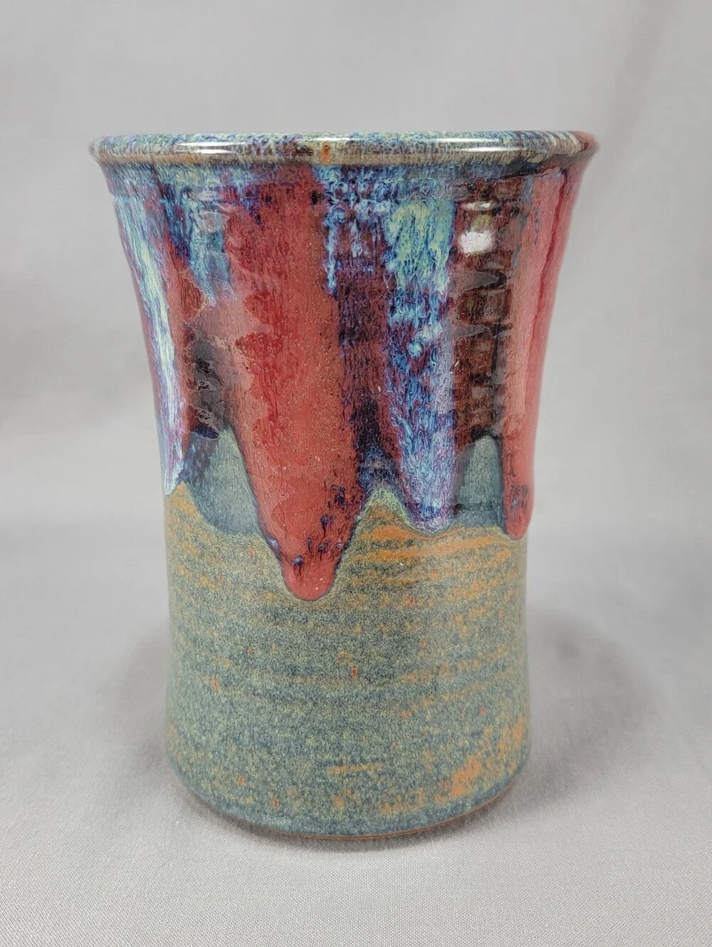 Nick Blaisdell Vase Stoneware Drip Glaze Dalton Ranch Pottery CO Handcrafted USA